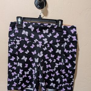 PINK Victoria's Secret Black Bike Shorts with Lavender Butterfly Print